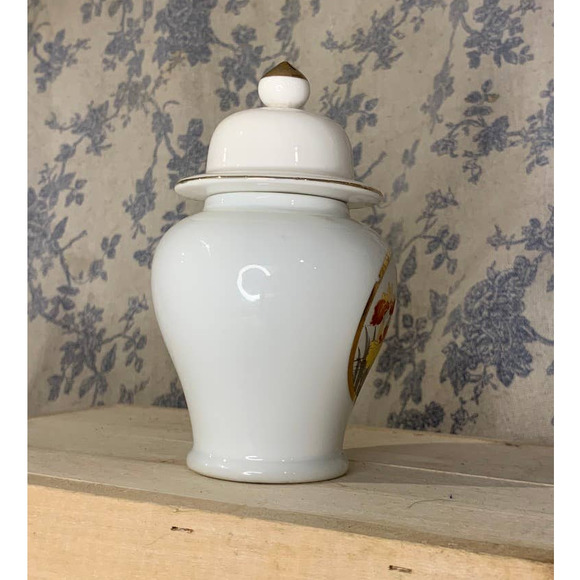 VTG Japan Porcelain Art of Chokin Iris Butterfly Ginger Jar with Gold Silver - Picture 2 of 8